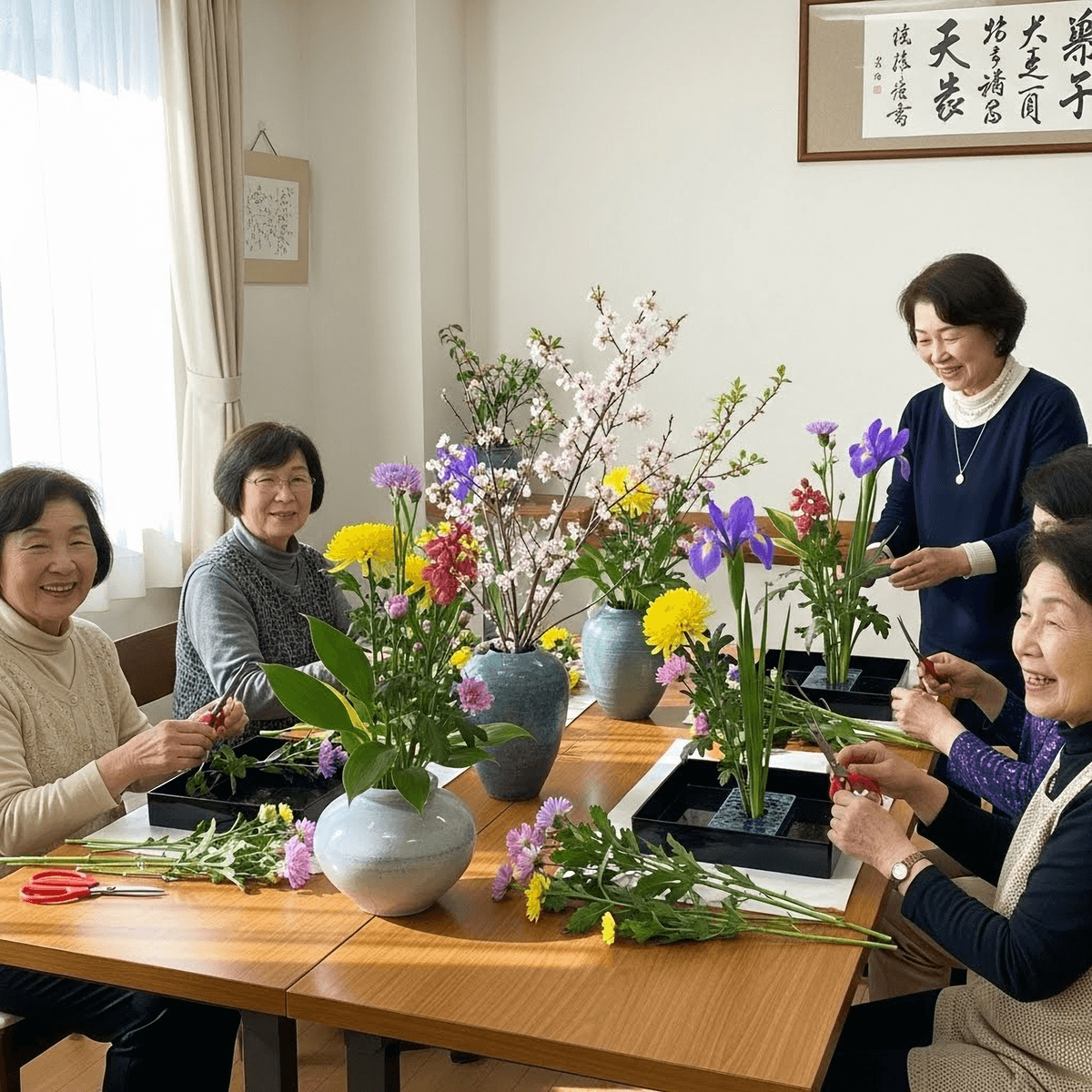 お茶を楽しむ和やかなグループ